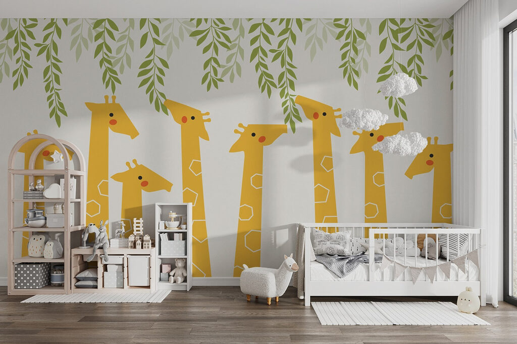 Girafes sous les feuilles — intérieur 1