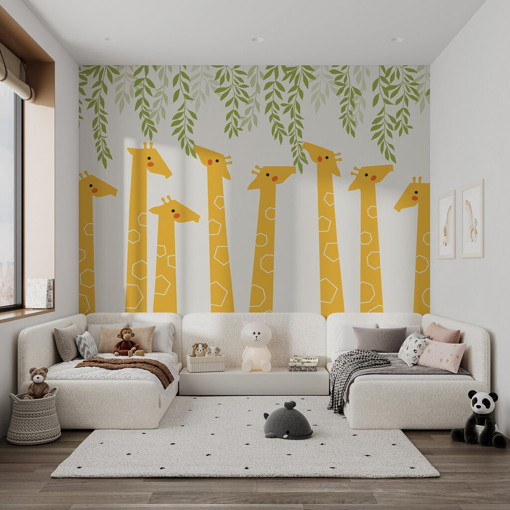 Girafes sous les feuilles — intérieur 2