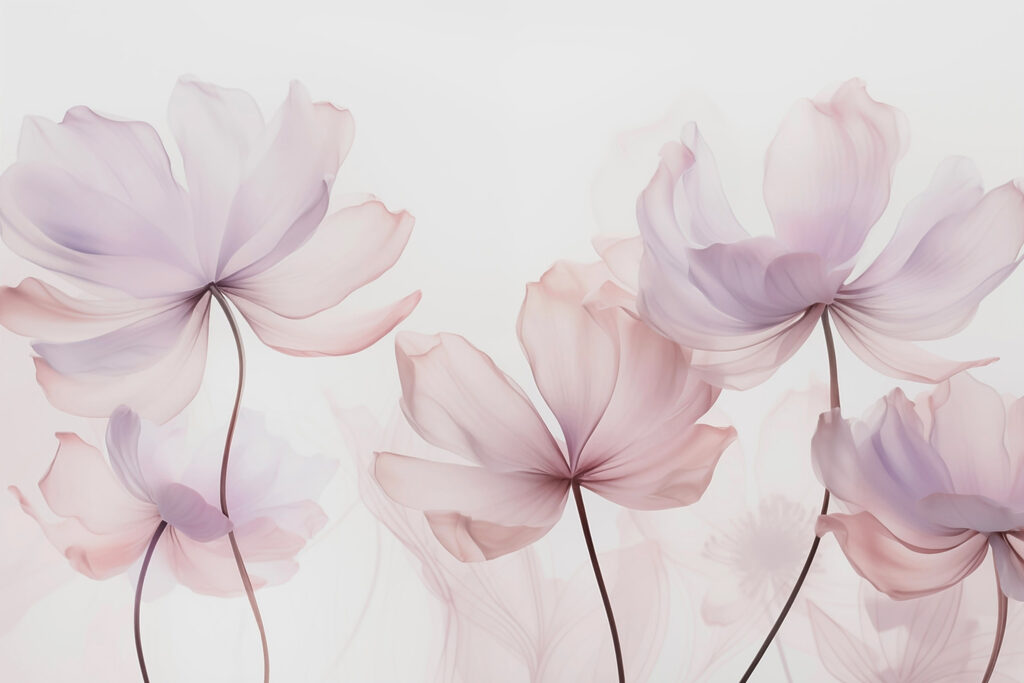 Fleurs roses graciles — motif complet