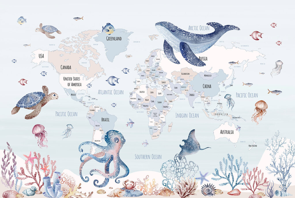 Planisphère aux animaux marins — motif complet