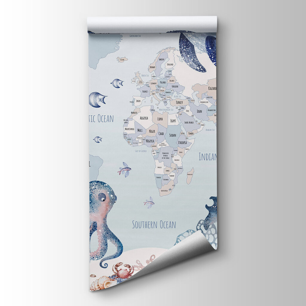 Planisphère aux animaux marins — vue du produit
