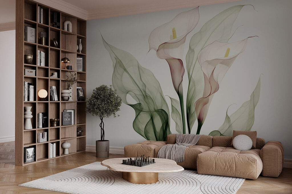 Calices blancs et verdure dans un intérieur