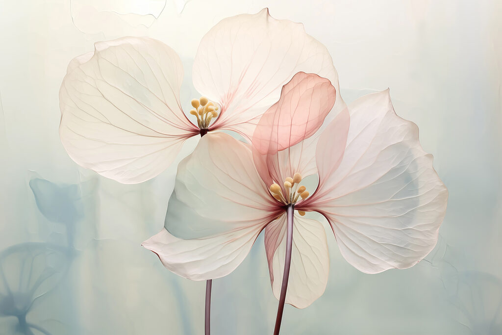 Deux fleurs nervurées — motif complet