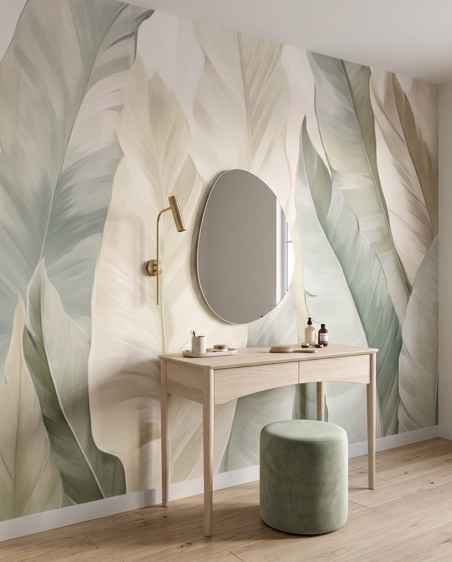 Longues feuilles claires dans un intérieur
