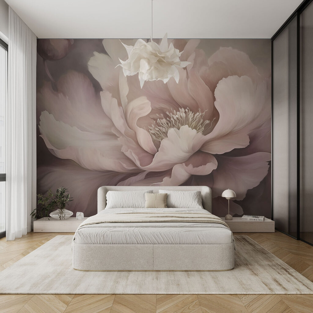 Fleur rose dans l’ombre dans un intérieur