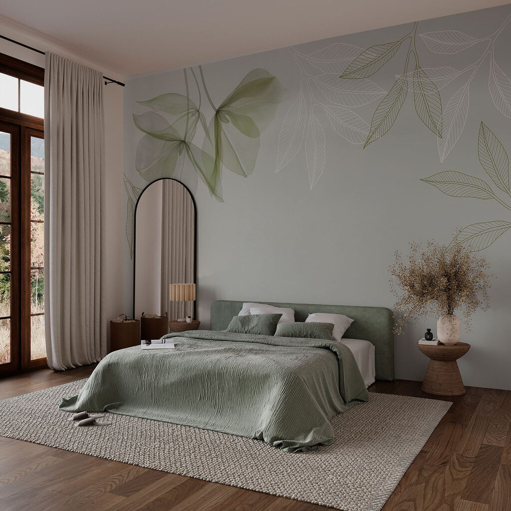 Feuilles en suspens dans un intérieur