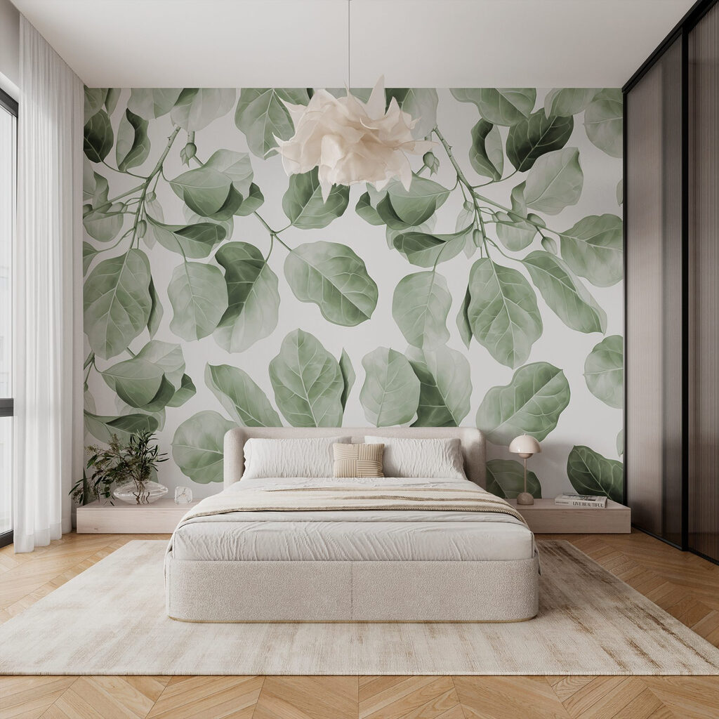 Feuilles à l’aquarelle dans un intérieur
