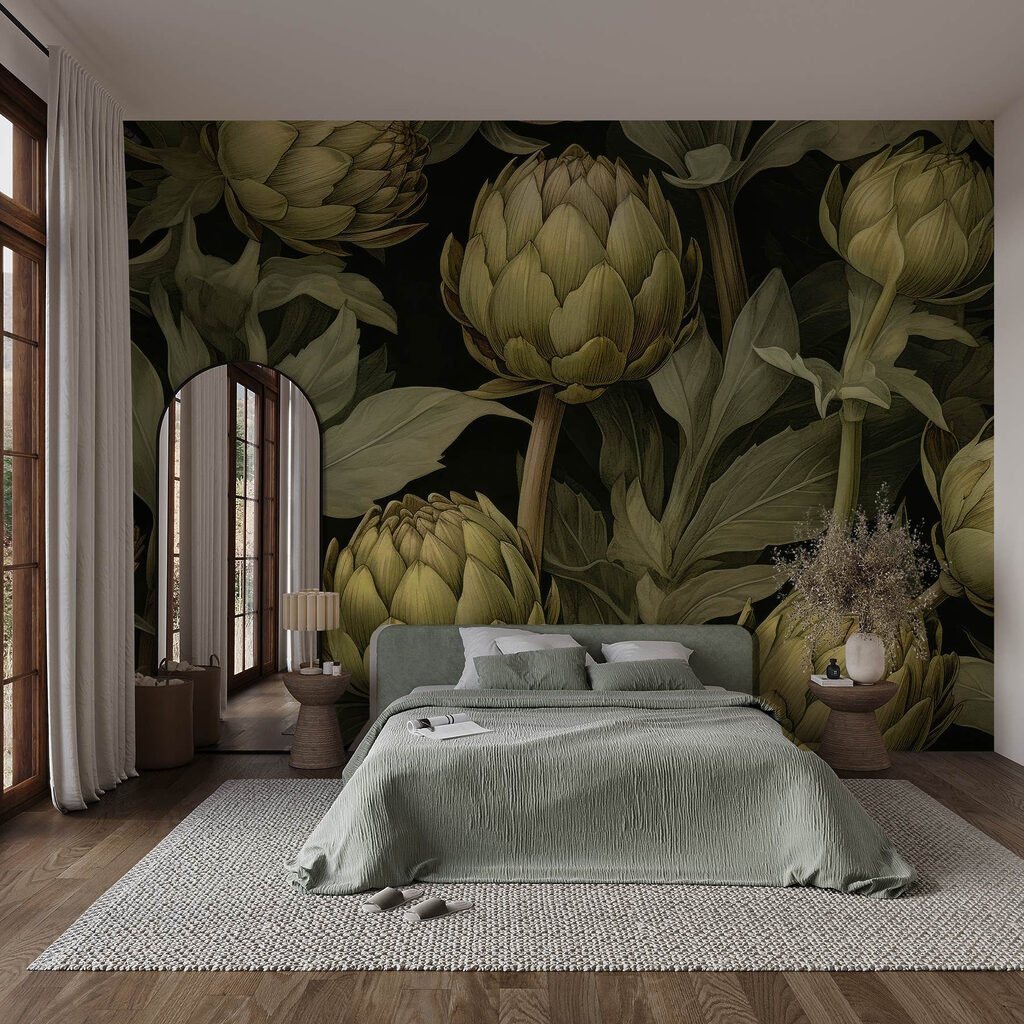 Artichauts et feuilles sombres — intérieur 1
