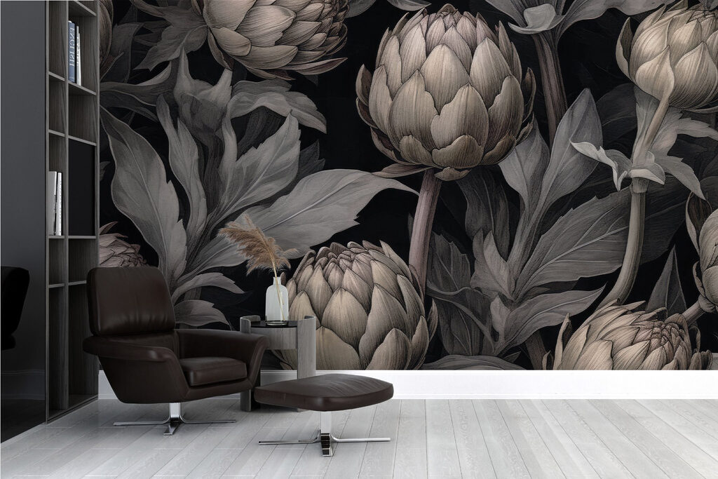 Artichauts et feuilles sombres — intérieur 2
