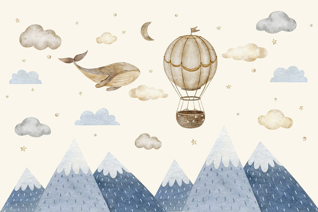 Ballon-baleine sur les cimes — motif complet