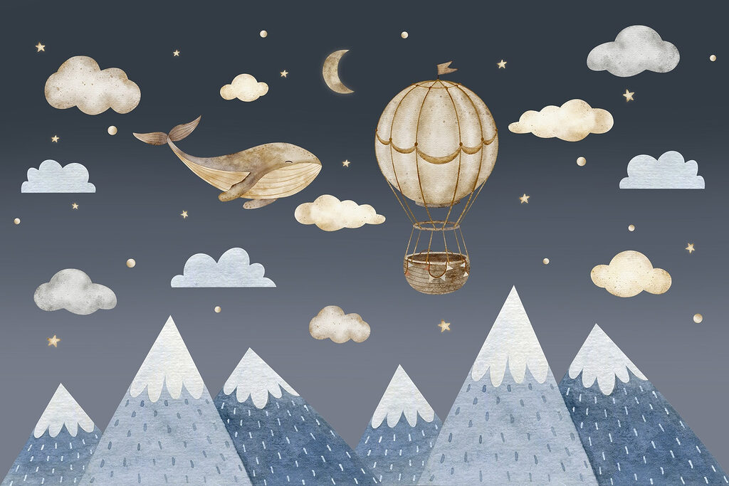Ballon-baleine sur les cimes — motif complet