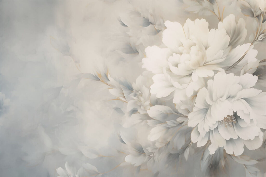 Brume et grandes fleurs — motif complet