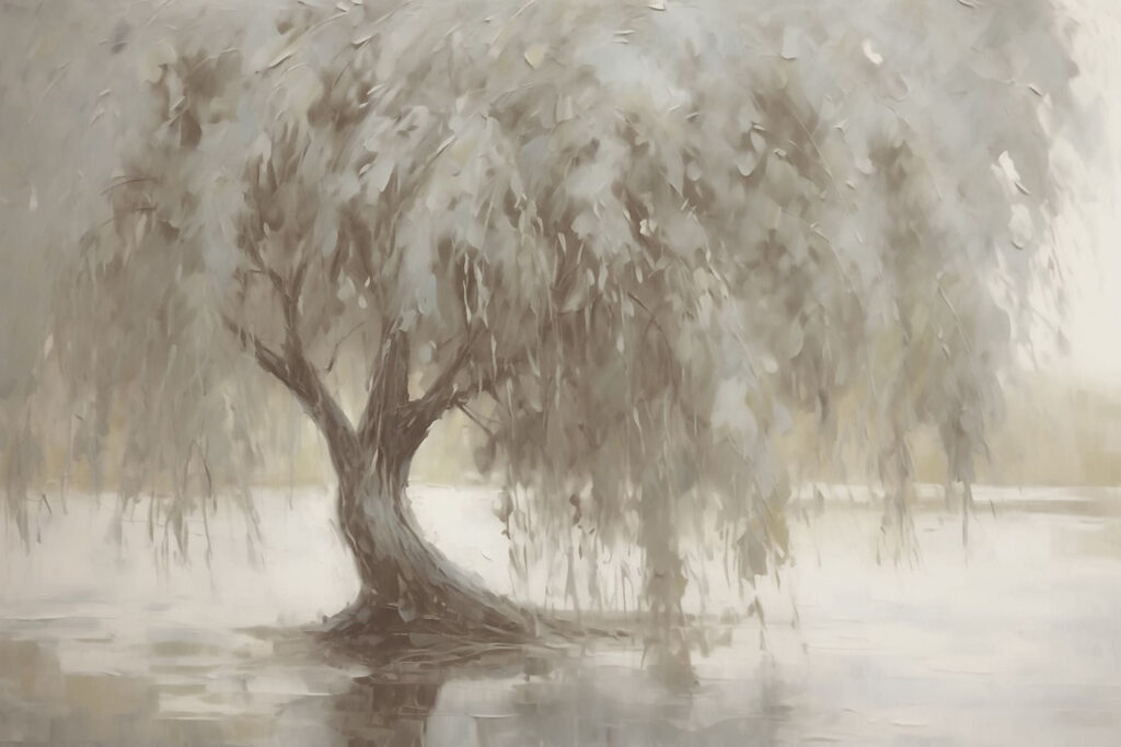 Saule et eau dormante — motif complet