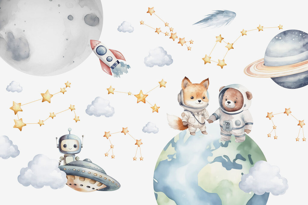 Animaux astronautes — motif complet