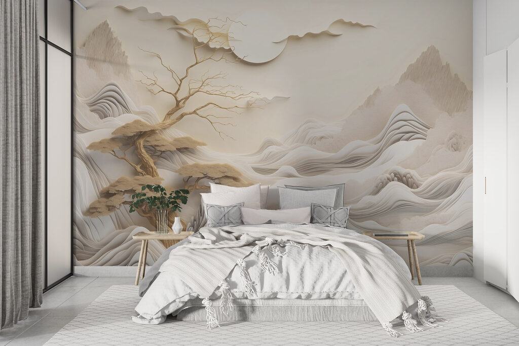 Arbre nu en relief dans un intérieur