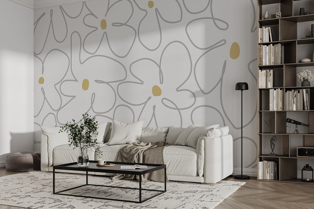 Motif floral sur blanc — intérieur 2