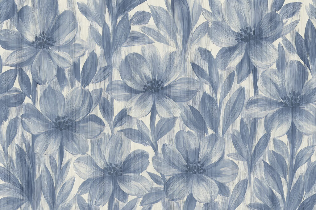 Fleurs aux feuilles translucides — motif complet