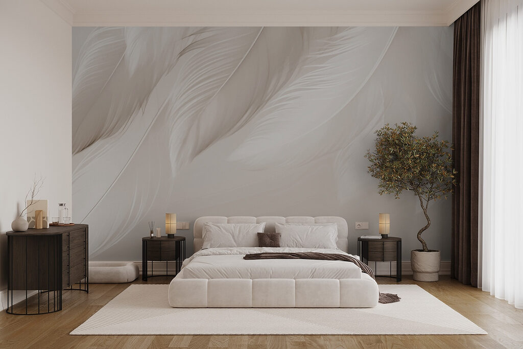 Cascade de plumes dans un intérieur