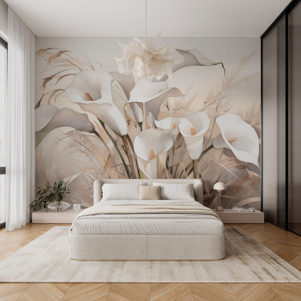 Fleurs blanches en calice dans un intérieur