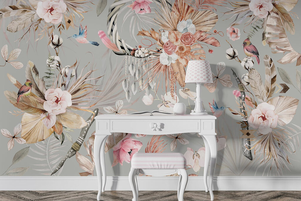 Fleurs et oiseaux gracieux — intérieur 4