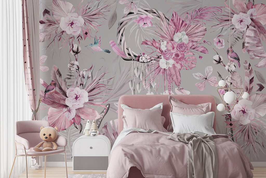 Fleurs et oiseaux gracieux — intérieur 3