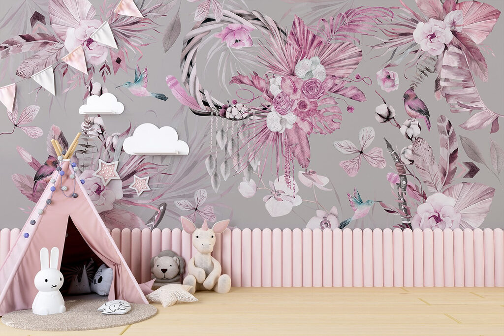 Fleurs et oiseaux gracieux — intérieur 5