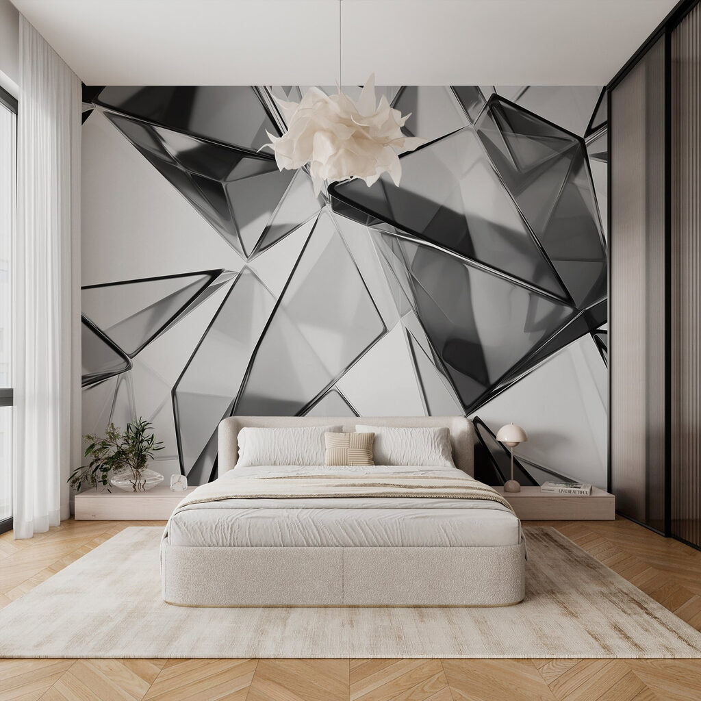 Facettes noires miroitantes dans un intérieur
