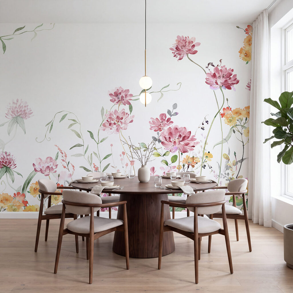Fleurs en bordure dans un intérieur