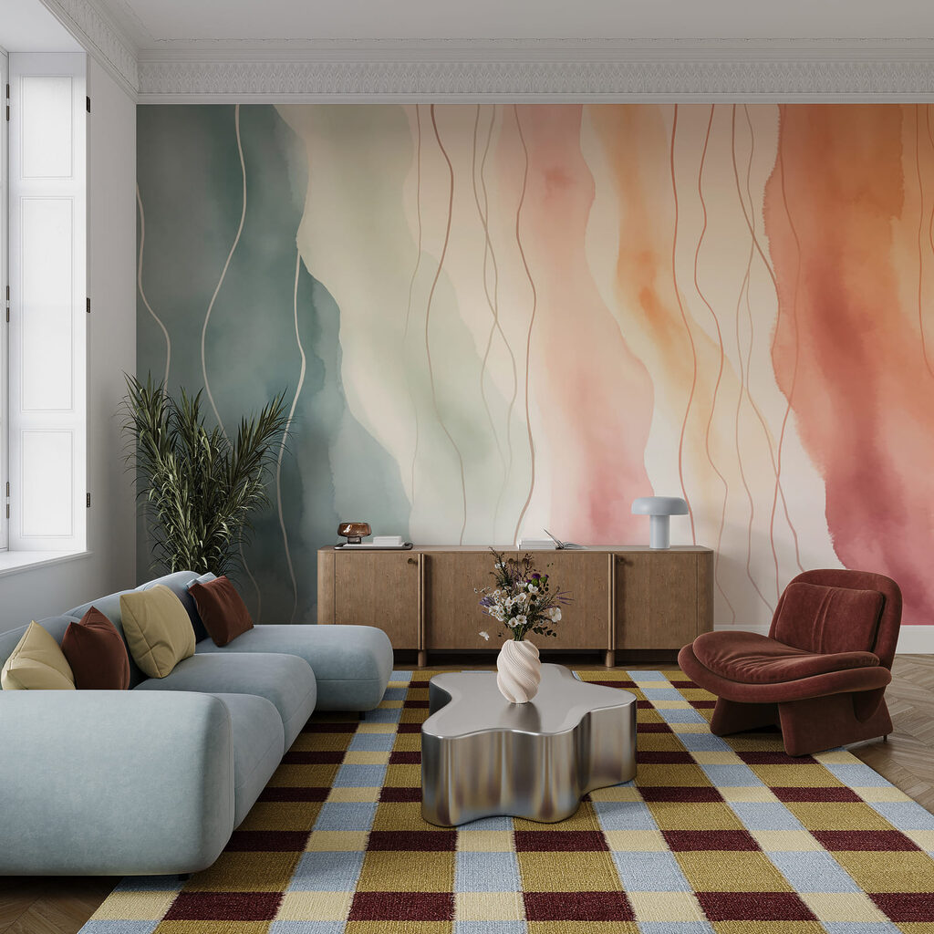 Bandes pastel ondulantes dans un intérieur