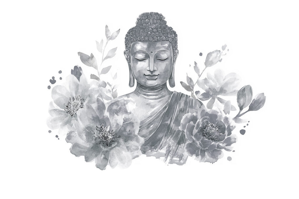 Bouddha parmi les fleurs — motif complet