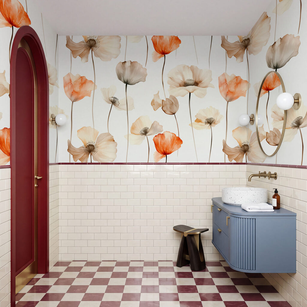 Fleurs sur tiges élancées dans un intérieur