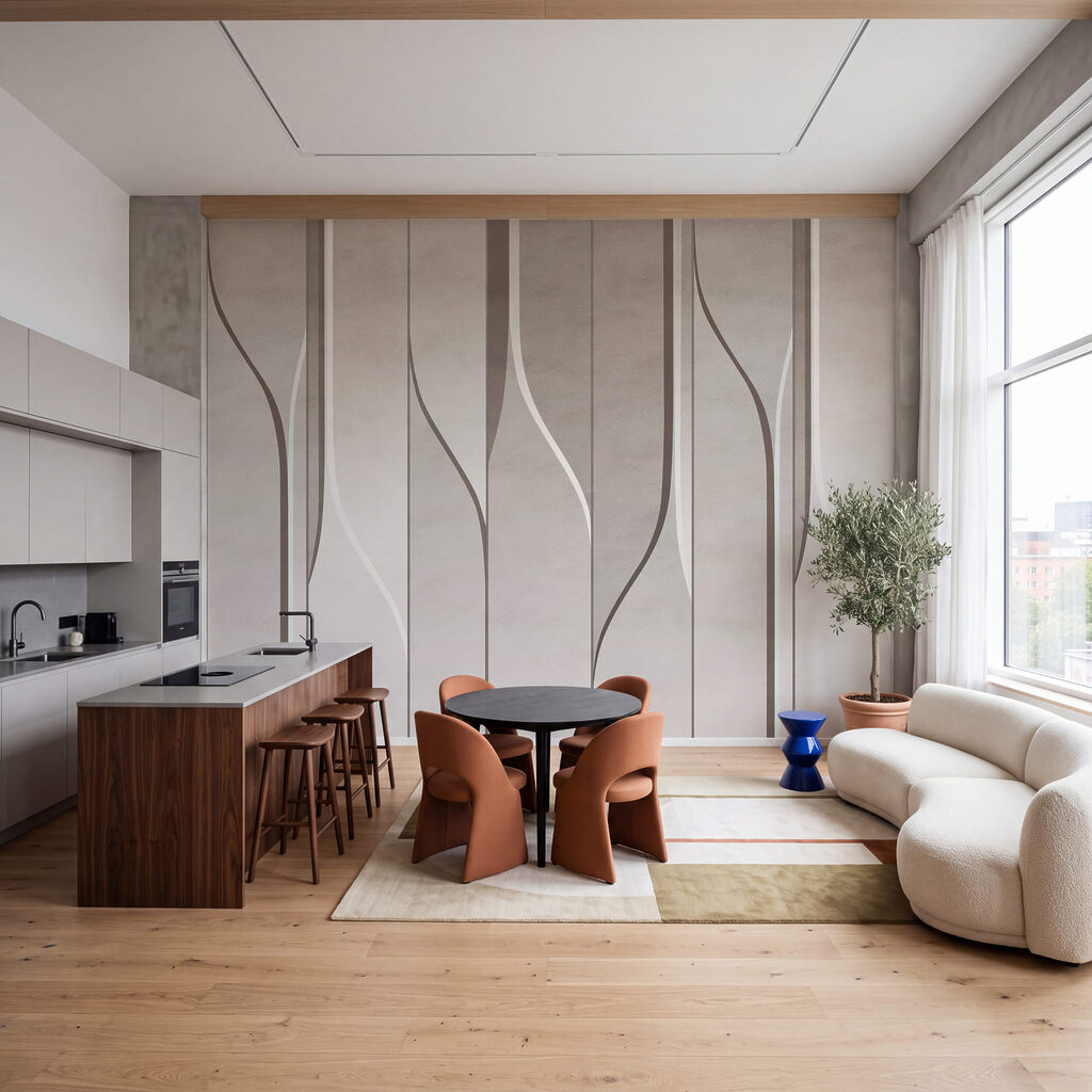 Lignes ondulées élancées dans un intérieur