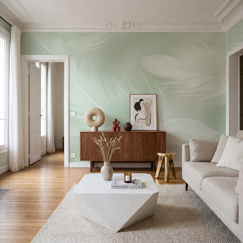 Plumes aux tons pastel dans un intérieur