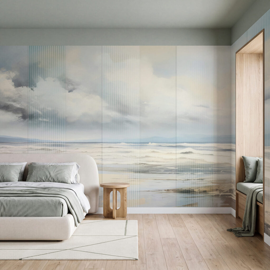Mer voilée de lignes dans un intérieur