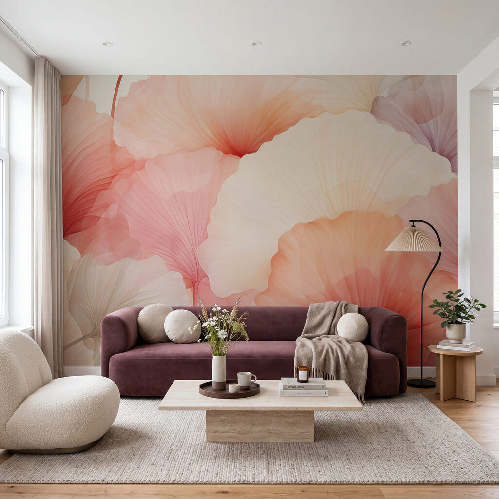 Pétales en éventail dans un intérieur