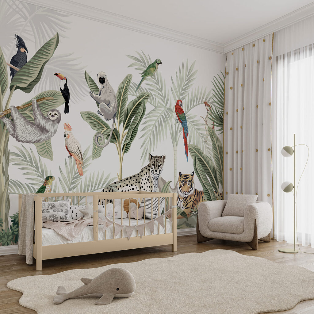 Parmi les hautes feuilles dans un intérieur