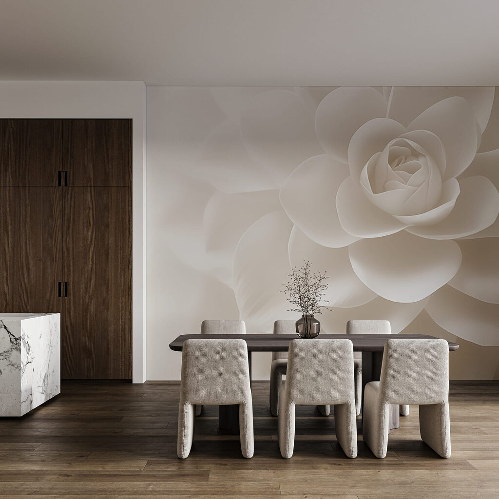 Rose aux larges pétales dans un intérieur