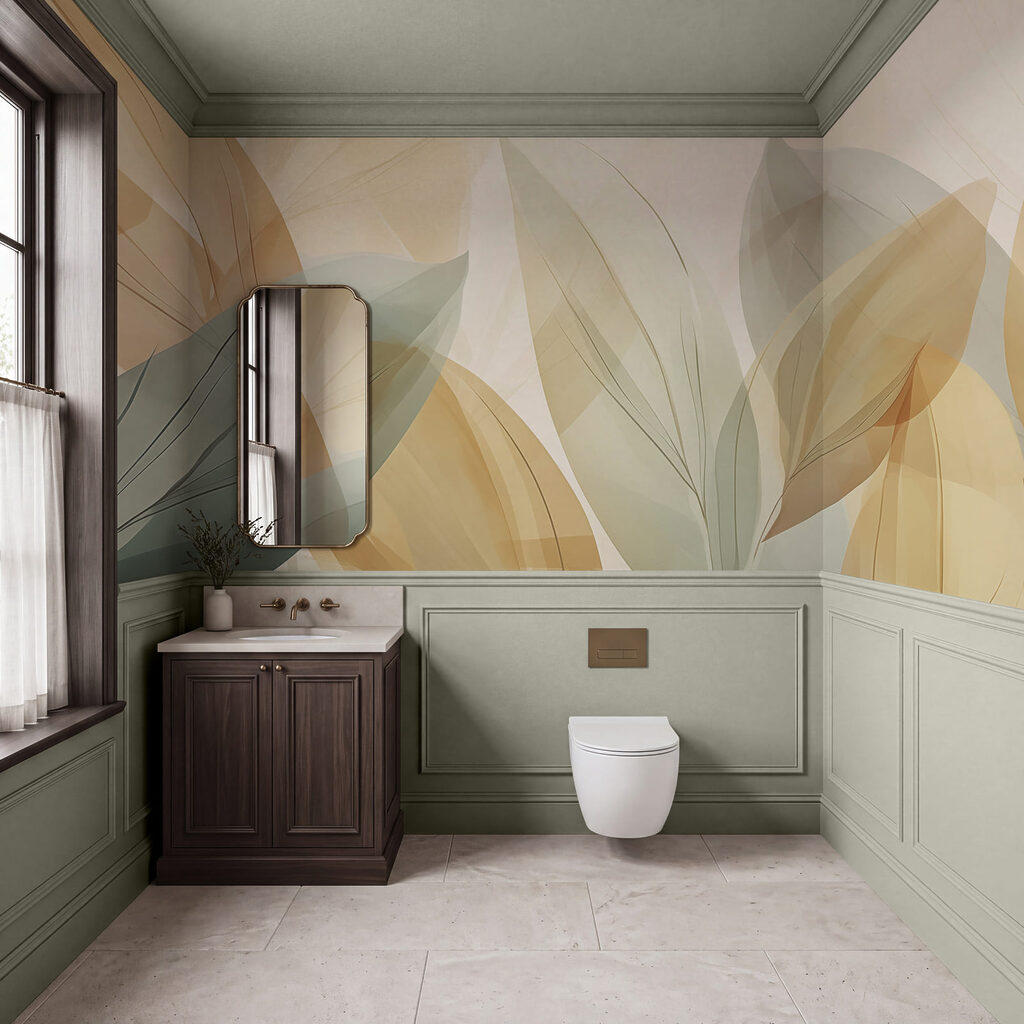 Feuilles et voiles jaunes dans un intérieur