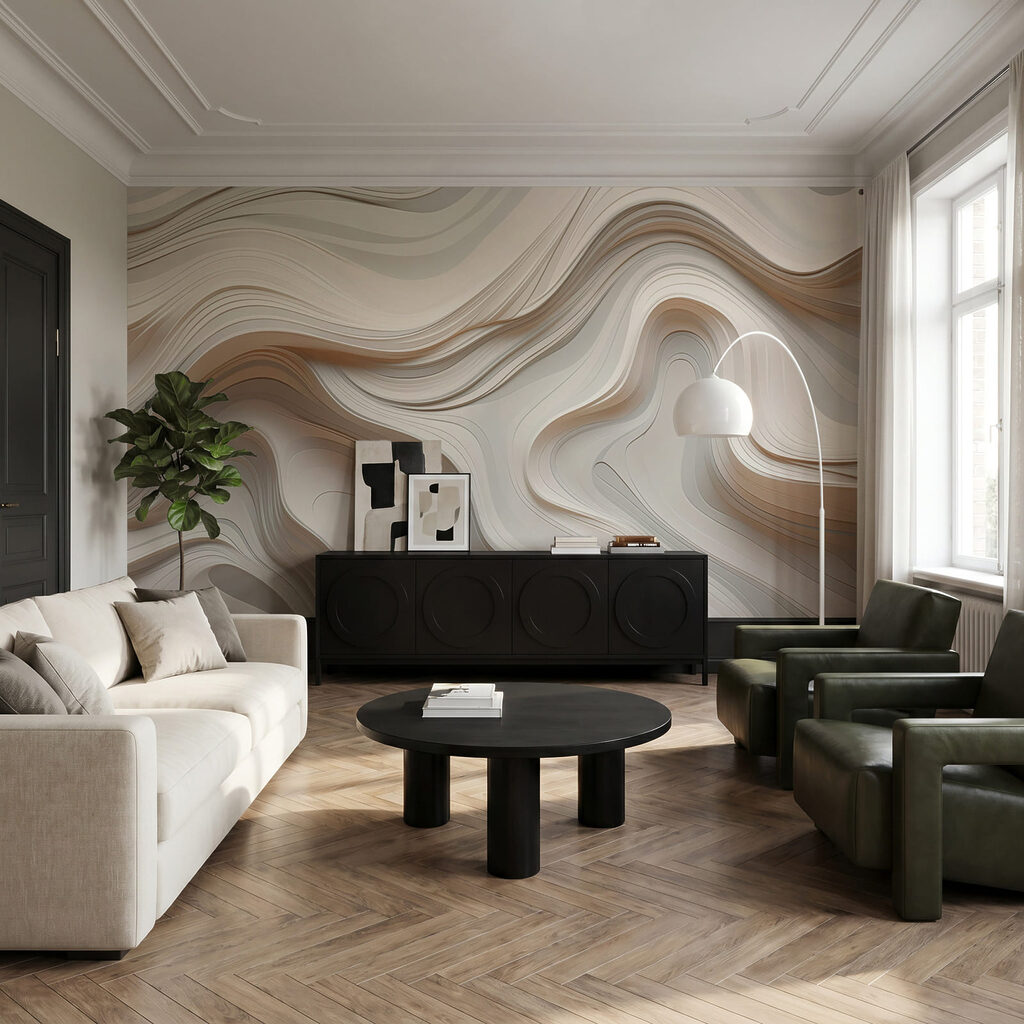 Larges vagues irrégulières dans un intérieur