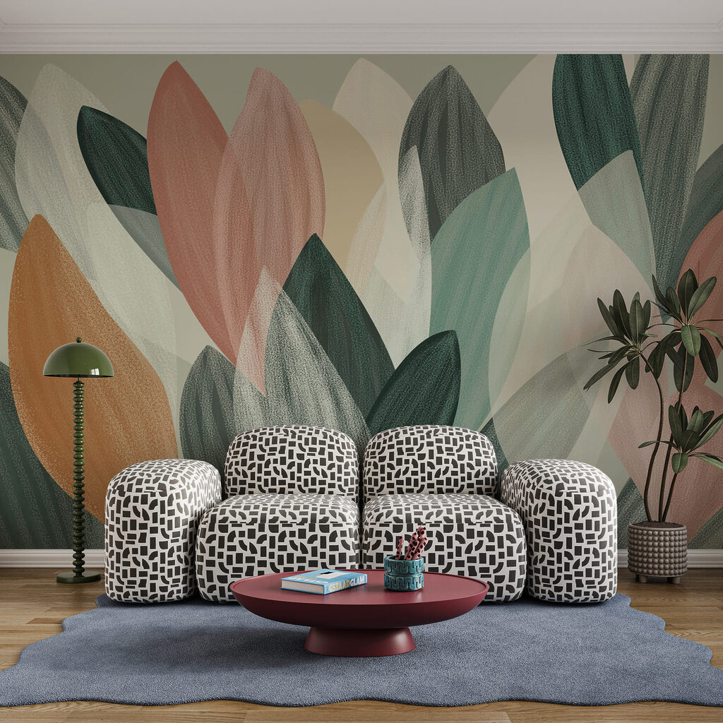 Feuilles allongées dans un intérieur