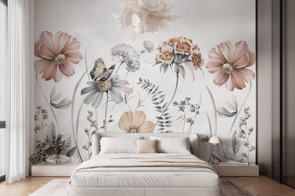 Fleurs sauvages au pinceau dans un intérieur