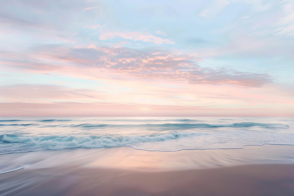 Plage au ciel rose — motif complet