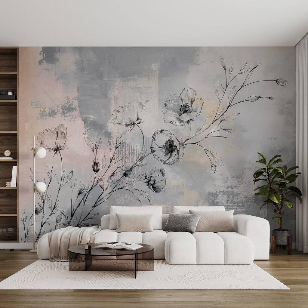 Fleurs dessinées sur gris — intérieur 2