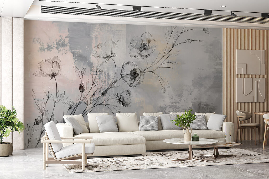 Fleurs dessinées sur gris — intérieur 3