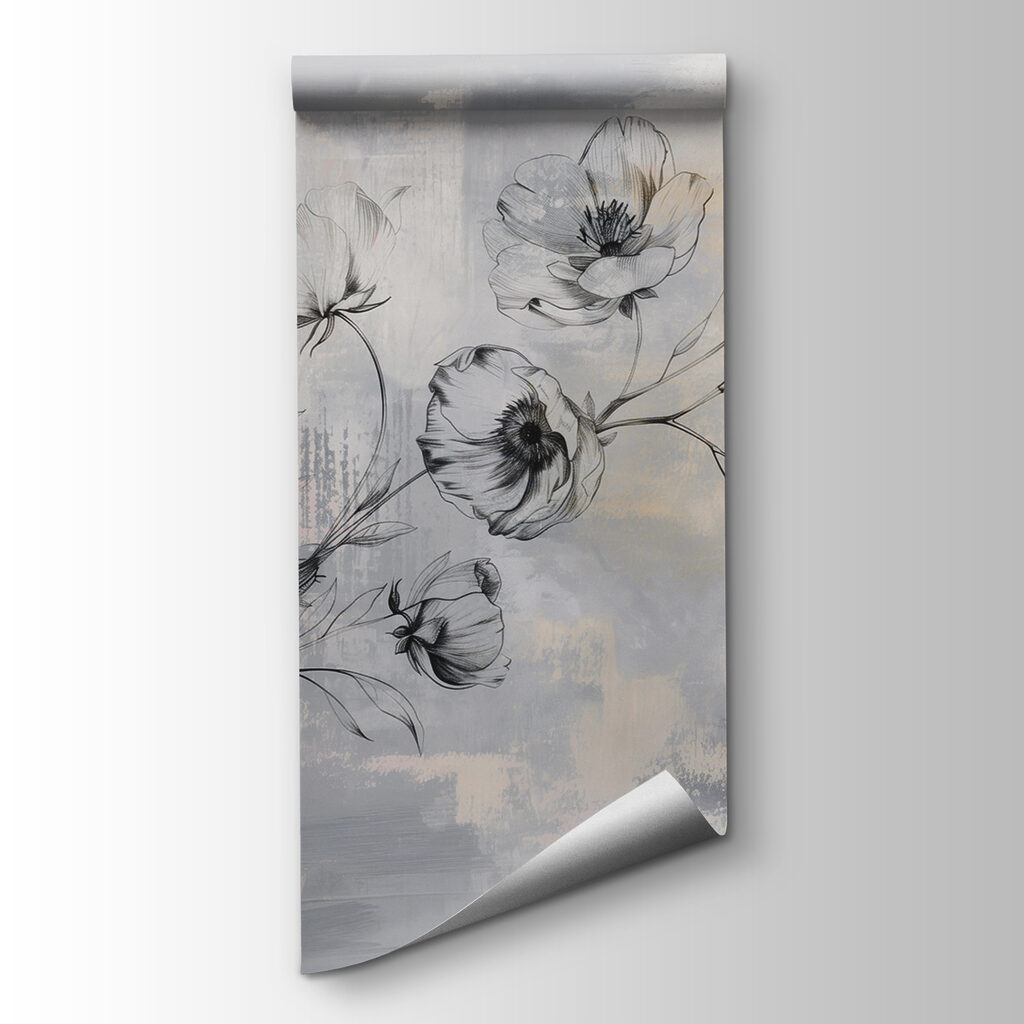 Fleurs dessinées sur gris — vue du produit