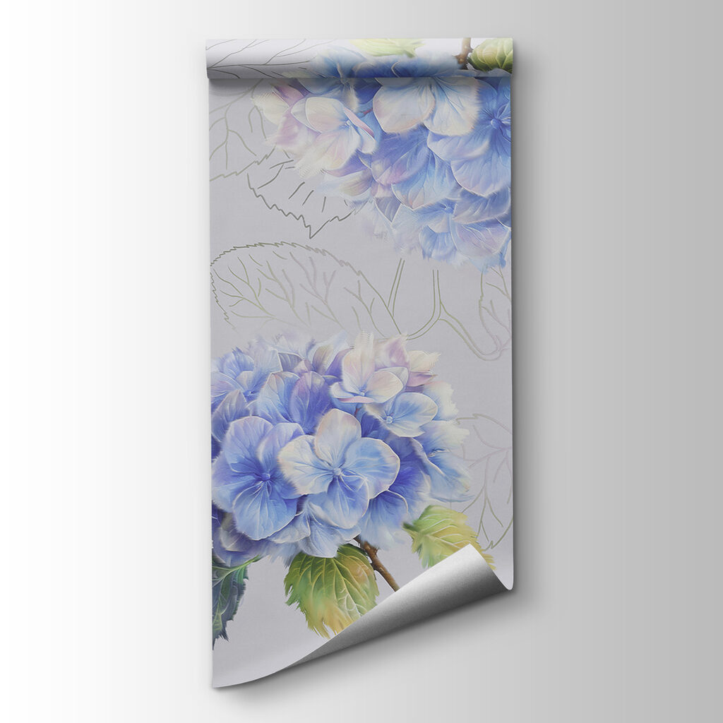Hortensias aux feuilles dessinées — vue du produit