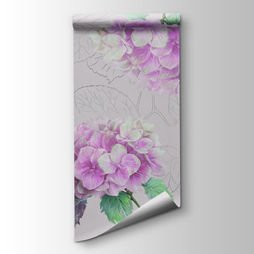 Hortensias aux feuilles dessinées — vue du produit