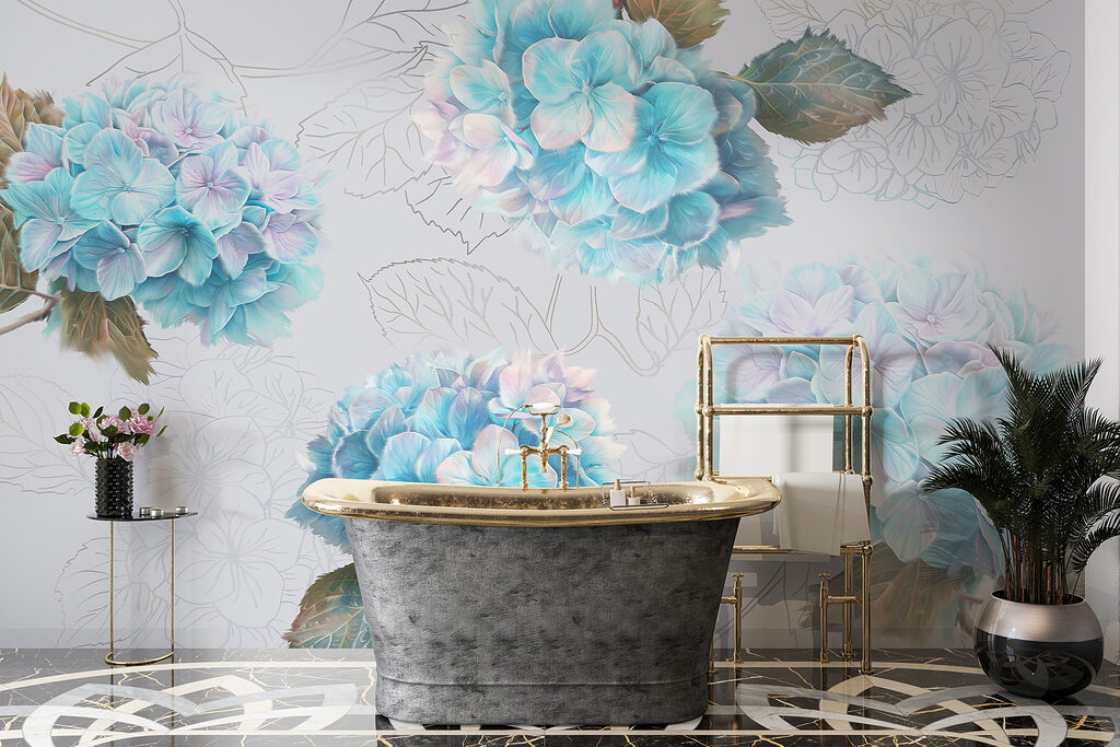 Hortensias aux feuilles dessinées — intérieur 4