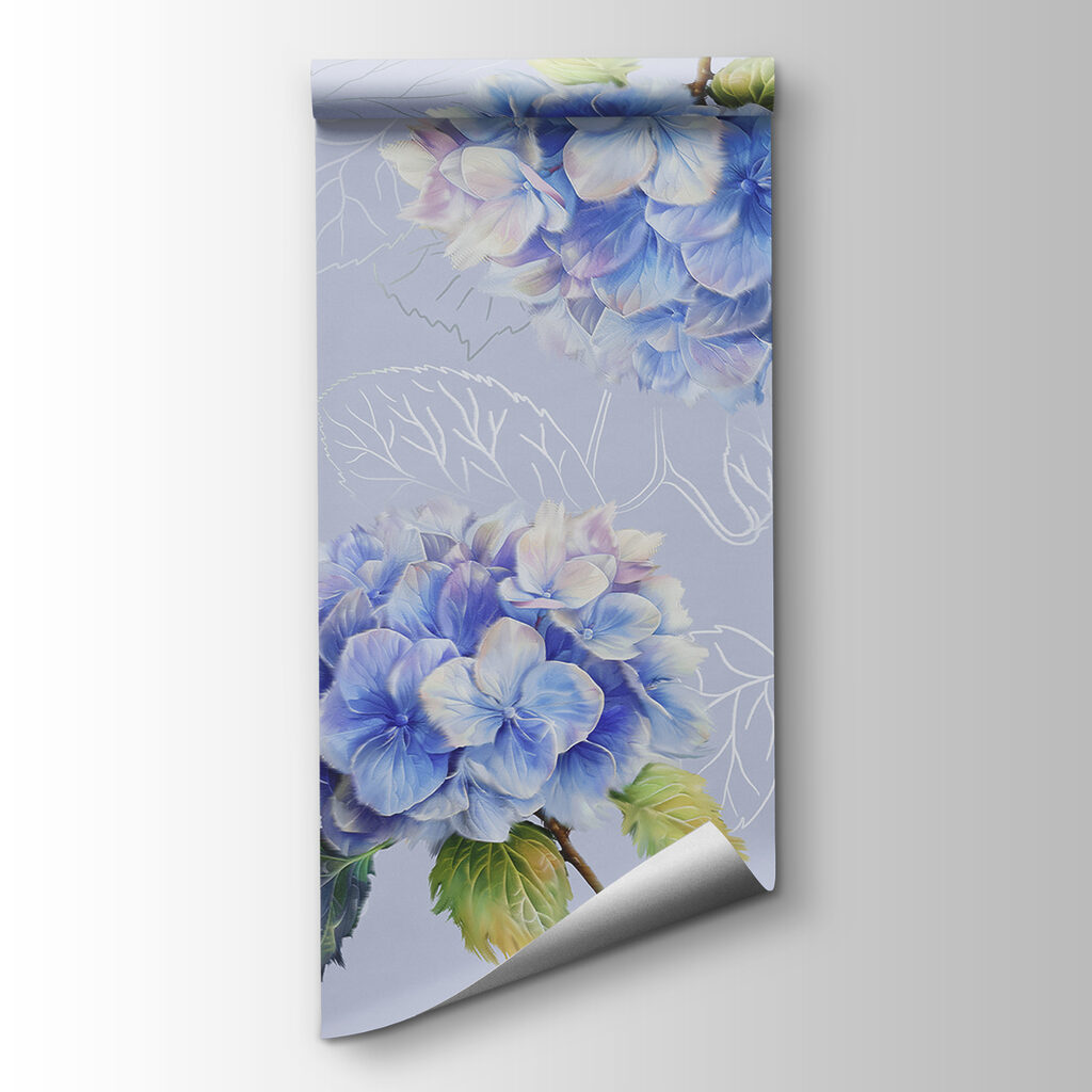 Hortensias aux feuilles dessinées — vue du produit