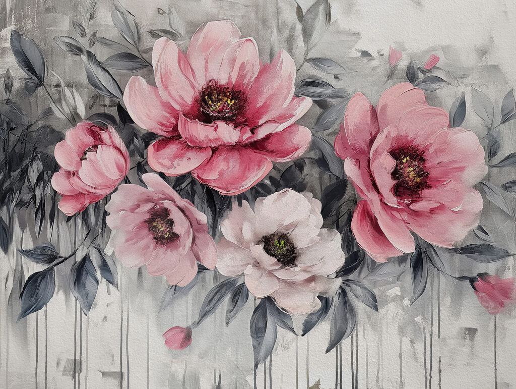 Fleurs et coulures — motif complet